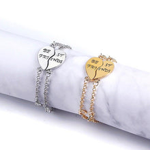 Load image into Gallery viewer, Best Friends Bracelets For 2 Heart Shape Chain Bracelet For Women Girls Sterling Silver Half Heart Shaped Inspirational Friendship Bracelets Set Elegant Design For Women

