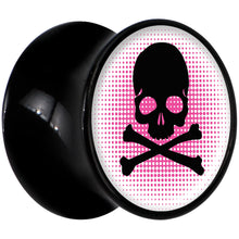 Load image into Gallery viewer, Black Acrylic Pink Black Skull Saddle Plug Set 1/2
