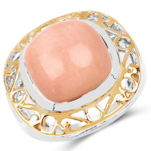 Load image into Gallery viewer, Two Tone Plated 12.80 Carat Genuine Moonstone .925 Sterling Silver Ring

