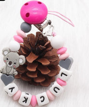 Load image into Gallery viewer, Modern Handmade Personalized Name Baby Pacifier Clips Silicone Pacifier Chain Wood Pacifier Holders For Pacifier For Baby Kids
