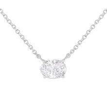 Load image into Gallery viewer, IGI Certified 14k White Gold 1/2 cttw Lab Grown Oval Shape Solitaire Diamond East West 18" Pendant Necklace (E-F Color, VS1-VS2 Clarity)
