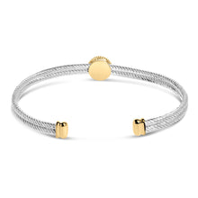 Load image into Gallery viewer, 18K Yellow Gold Plated .925 Sterling Silver Diamond Accent  and Fleur Di Lis Medallion Bangle Bracelet (I-J Color, SI1-SI2 Clarity) - 7.25 Inches
