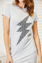 Load image into Gallery viewer, Light Gray Double Take Leopard Lightning Graphic Tee Dress Simple And Effortless Style Tee Dress
