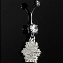 Load image into Gallery viewer, Clear Gem Winter Snowflake Dangle Belly Ring
