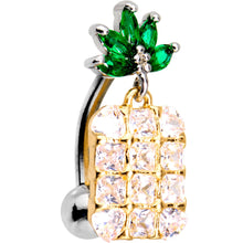 Load image into Gallery viewer, Clear Green Gem Princess Pineapple Top Mount Belly Ring
