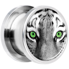 Load image into Gallery viewer, Black White Tiger Eyes Steel Screw Fit Plug Set 1/2
