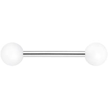 Load image into Gallery viewer, White Silicone Coated Acrylic Ball End Barbell Tongue Ring
