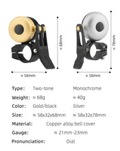 Load image into Gallery viewer, Bicycle Bell Ordinary Classical Handlebar Bell Ring Cycling Bike Bike Bell Sound Road Bike Horn Bicycle Accessories All Metal Body Loud Decent Tone Bicycle Ring Bell For Adults And Kids
