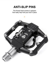 Load image into Gallery viewer, Bicycle Lock Pedal 2 In 1 With Free Cleat For Road Bikes Aluminum Anti-slip Sealed Bearing Lock Accessories Bike Clip In Pedals Cleats Included Suitable For Spin Bike Exercise Bike Indoor Bike

