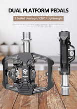 Load image into Gallery viewer, Bicycle Lock Pedal 2 In 1 With Free Cleat For Road Bikes Aluminum Anti-slip Sealed Bearing Lock Accessories Bike Clip In Pedals Cleats Included Suitable For Spin Bike Exercise Bike Indoor Bike
