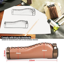 Load image into Gallery viewer, Bicycle Locking Grip Wear-Resistant Leather Non-Slip Grip Cover Mountain Bike Handlebar Lock-on Bike Handlebar Grips Locking Non-Slip-PU Bicycle Handle Grip Widen Holding Surface For Cycling Mountain And Bicycles Accessories
