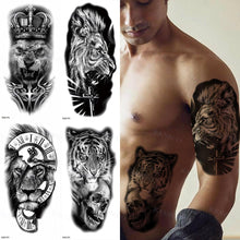 Load image into Gallery viewer, Big Tiger Lion Waterproof Temporary Sticker Tattoo Arm Legs Fake Tattoo Stickers For Adults Realistic Luxury Design For Mens Womens

