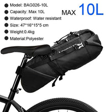Load image into Gallery viewer, Bike Bag Waterproof Large Capacity Bicycle Bag Cycling Foldable Road Trunk Bike Packing Large Bike Bags Waterproof Bike Bag Under Seat Roll Up Cycling Rear Tail Pack Black 13L
