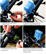 Load image into Gallery viewer, Bike Bell 4 Lamp Cycling Light 1200mAh Electric Horn Waterproof USB Charging Loud Alarm Security Bicycle Bell Bright Eyes Fully Waterproof Lumen Rechargeable Mountain Road Bike Headlight
