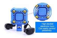 Load image into Gallery viewer, Bike Bell 4 Lamp Cycling Light 1200mAh Electric Horn Waterproof USB Charging Loud Alarm Security Bicycle Bell Bright Eyes Fully Waterproof Lumen Rechargeable Mountain Road Bike Headlight
