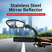 Load image into Gallery viewer, Bike Wide Range Back Sight Reflector Bike Mirror Bicycle Handlebar Rear View Mirror Bike Rear view Mirror Left With Light Reflector Safer No-Shock Bicycle Mirror Rearview Mirror Universal For Bike Bicycle
