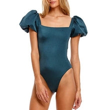 Load image into Gallery viewer, Bikini New 2 Piece Women Swimsuit Women's High Waist Bikini Set Fashion Puff Sleeve Swimwear Set Bathing Suits Solid Color Short Puff Sleeve Summer High Waist Cut Backless Bathing Suit Beachwear
