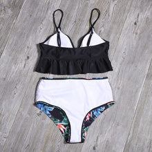 Load image into Gallery viewer, Bikini Push Up Summer Floral Swimwear Sport Women Plus Size Swimming Suit For Women  Women Bikini Set Ruffle Two Piece Swimsuit Flounce Push Up Cutout Swimwear Bathing Suits Swimsuit High Waist Bikini Set

