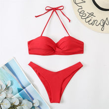 Load image into Gallery viewer, Bikini Push Up Swimwear  Bikini Set Pink Swimwear Women Micro Swimsuit Female Bandage Bikini Beach Wear Swimming Two-Piece Swimsuit Summer Swimsuit for Women

