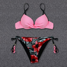 Load image into Gallery viewer, Bikini Push Up Swimwear  Bikini Set Pink Swimwear Women Micro Swimsuit Female Bandage Bikini Beach Wear Swimming Two-Piece Swimsuit Summer Swimsuit for Women
