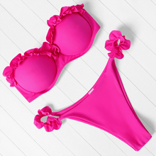 Load image into Gallery viewer, Bikini Set High Cut Solid  Swimsuit Women Swimwear Push Up Bathing Suit Beachwear Leopard Bikini Women's Ribbed Underwire Bikini High Cut Bikini V Swimwear Butterfly Print High Leg Bikini Swimsuit

