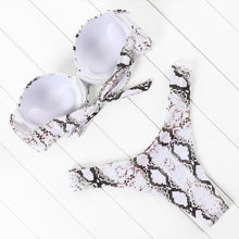 Load image into Gallery viewer, Bikini Set High Cut Solid  Swimsuit Women Swimwear Push Up Bathing Suit Beachwear Leopard Bikini Women's Ribbed Underwire Bikini High Cut Bikini V Swimwear Butterfly Print High Leg Bikini Swimsuit
