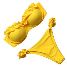Load image into Gallery viewer, Bikini Set High Cut Solid  Swimsuit Women Swimwear Push Up Bathing Suit Beachwear Leopard Bikini Women's Ribbed Underwire Bikini High Cut Bikini V Swimwear Butterfly Print High Leg Bikini Swimsuit
