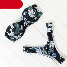 Load image into Gallery viewer, Bikini Set High Cut Solid  Swimsuit Women Swimwear Push Up Bathing Suit Beachwear Leopard Bikini Women's Ribbed Underwire Bikini High Cut Bikini V Swimwear Butterfly Print High Leg Bikini Swimsuit

