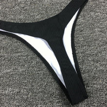 Load image into Gallery viewer, Bikini Set  Swimsuit Small Cup High Cut Style Beach Solid Black White Micro Swimwear Thong Bikinis Women's Micro String Bikini Swimsuits Padded High Cut Bathing Suits
