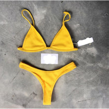 Load image into Gallery viewer, Bikini Set  Swimsuit Small Cup High Cut Style Beach Solid Black White Micro Swimwear Thong Bikinis Women's Micro String Bikini Swimsuits Padded High Cut Bathing Suits

