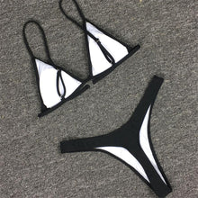 Load image into Gallery viewer, Bikini Set  Swimsuit Small Cup High Cut Style Beach Solid Black White Micro Swimwear Thong Bikinis Women's Micro String Bikini Swimsuits Padded High Cut Bathing Suits
