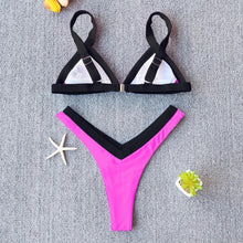 Load image into Gallery viewer, Bikini Solid Swimsuit Women Swimwear Push Up Bikini Set Patchwork  Summer Beach Bathing Suit Swim Wear Halter Bikini Swimsuit Beach Swimming Traveling High Leg Bikini
