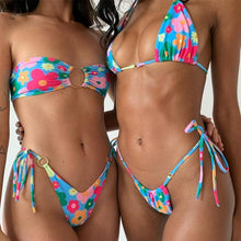 Load image into Gallery viewer, Bikini Swimsuit Solid Color Bikini Set  Swimwear Bathing Suit Women Bikinis String Beach Women Two Piece Bikini Swimsuit Bathing Suits Halter Triangle Tops String Bikini Sets

