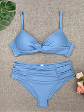 Load image into Gallery viewer, Bikini Swimwear Women High Waist Swimsuit Solid Color Bikini Set Women's Push Up Underwire Top Bottom Bikini Bathing Swimsuits Beach Wear Padded Push Up Bikini Set Female

