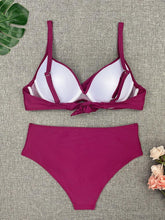 Load image into Gallery viewer, Bikini Swimwear Women High Waist Swimsuit Solid Color Bikini Set Women's Push Up Underwire Top Bottom Bikini Bathing Swimsuits Beach Wear Padded Push Up Bikini Set Female
