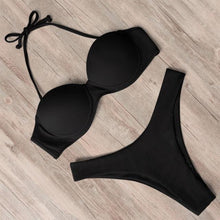 Load image into Gallery viewer, Bikini Swimwear Women Swimsuit  Leopard Bikini Set Women's Halter Triangle Bikini Bottom Cheeky Two Piece Swimsuits Push Up Bathing Suit Female Summer Beach Wear

