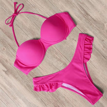 Load image into Gallery viewer, Bikini Swimwear Women Swimsuit  Leopard Bikini Set Women's Halter Triangle Bikini Bottom Cheeky Two Piece Swimsuits Push Up Bathing Suit Female Summer Beach Wear
