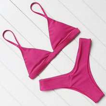 Load image into Gallery viewer, Bikini Swimwear Women Swimsuit Push Up Micro Bikinis Set Swimming Bathing Suit Beachwear Summer Thong Bottom Two Piece Bikini Double Shoulder Straps Cute Swimsuit Triangle Bathing  Bikini
