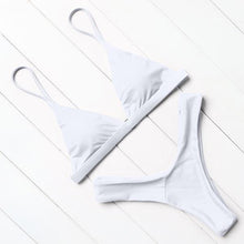 Load image into Gallery viewer, Bikini Swimwear Women Swimsuit Push Up Micro Bikinis Set Swimming Bathing Suit Beachwear Summer Thong Bottom Two Piece Bikini Double Shoulder Straps Cute Swimsuit Triangle Bathing  Bikini
