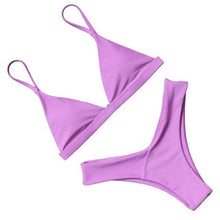 Load image into Gallery viewer, Bikini Swimwear Women Swimsuit Push Up Micro Bikinis Set Swimming Bathing Suit Beachwear Summer Thong Bottom Two Piece Bikini Double Shoulder Straps Cute Swimsuit Triangle Bathing  Bikini
