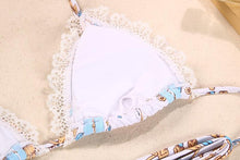 Load image into Gallery viewer, Bikini Triangle Adjust Swimwear Women's Crisscross Halter Bikini Lace Up Back Bandage Two Piece Strappy Bathing Suits G String Thong Swimwear Women Bathing Suit Hollow Out Quality Pleated Swimsuit Female Double-Sided Bikini Set
