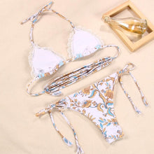 Load image into Gallery viewer, Bikini Triangle Adjust Swimwear Women's Crisscross Halter Bikini Lace Up Back Bandage Two Piece Strappy Bathing Suits G String Thong Swimwear Women Bathing Suit Hollow Out Quality Pleated Swimsuit Female Double-Sided Bikini Set
