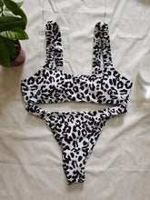 Load image into Gallery viewer, Bikini  Women Orange Leopard Push Up Padded Thong Swimsuit Female Cut Out Bathing Suit Swimwear Padded Push up Thong Bikini Sets  Swimsuits for Women
