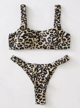 Load image into Gallery viewer, Bikini  Women Orange Leopard Push Up Padded Thong Swimsuit Female Cut Out Bathing Suit Swimwear Padded Push up Thong Bikini Sets  Swimsuits for Women
