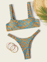 Load image into Gallery viewer, Bikini  Women Orange Leopard Push Up Padded Thong Swimsuit Female Cut Out Bathing Suit Swimwear Padded Push up Thong Bikini Sets  Swimsuits for Women
