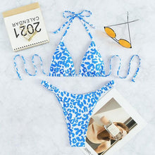 Load image into Gallery viewer, Bikini  Women Orange Leopard Push Up Padded Thong Swimsuit Female Cut Out Bathing Suit Swimwear Padded Push up Thong Bikini Sets  Swimsuits for Women
