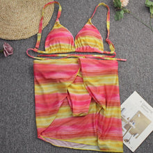 Load image into Gallery viewer, Bikini Women Push Up Swimsuit 3 Piece Bikini Set With Cover Up Women's Fashion 3 Piece Tie Dye Top Bikini Set Swimsuit Cover Up Skirt Swimwear Push Up Bather Swim Wear
