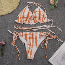 Load image into Gallery viewer, Bikini Women Push Up Swimsuit 3 Piece Bikini Set With Cover Up Women's Fashion 3 Piece Tie Dye Top Bikini Set Swimsuit Cover Up Skirt Swimwear Push Up Bather Swim Wear
