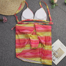 Load image into Gallery viewer, Bikini Women Push Up Swimsuit 3 Piece Bikini Set With Cover Up Women's Fashion 3 Piece Tie Dye Top Bikini Set Swimsuit Cover Up Skirt Swimwear Push Up Bather Swim Wear
