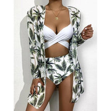 Load image into Gallery viewer, Bikini Women Push Up Swimsuit 3 Piece Bikini Set With Cover Up Women's Fashion 3 Piece Tie Dye Top Bikini Set Swimsuit Cover Up Skirt Swimwear Push Up Bather Swim Wear
